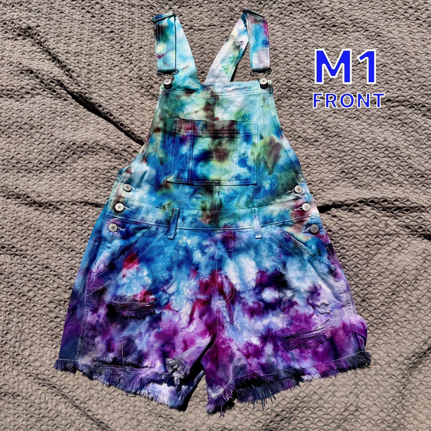 Women's Tie-Dye Overall Short Distressed Medium (1)