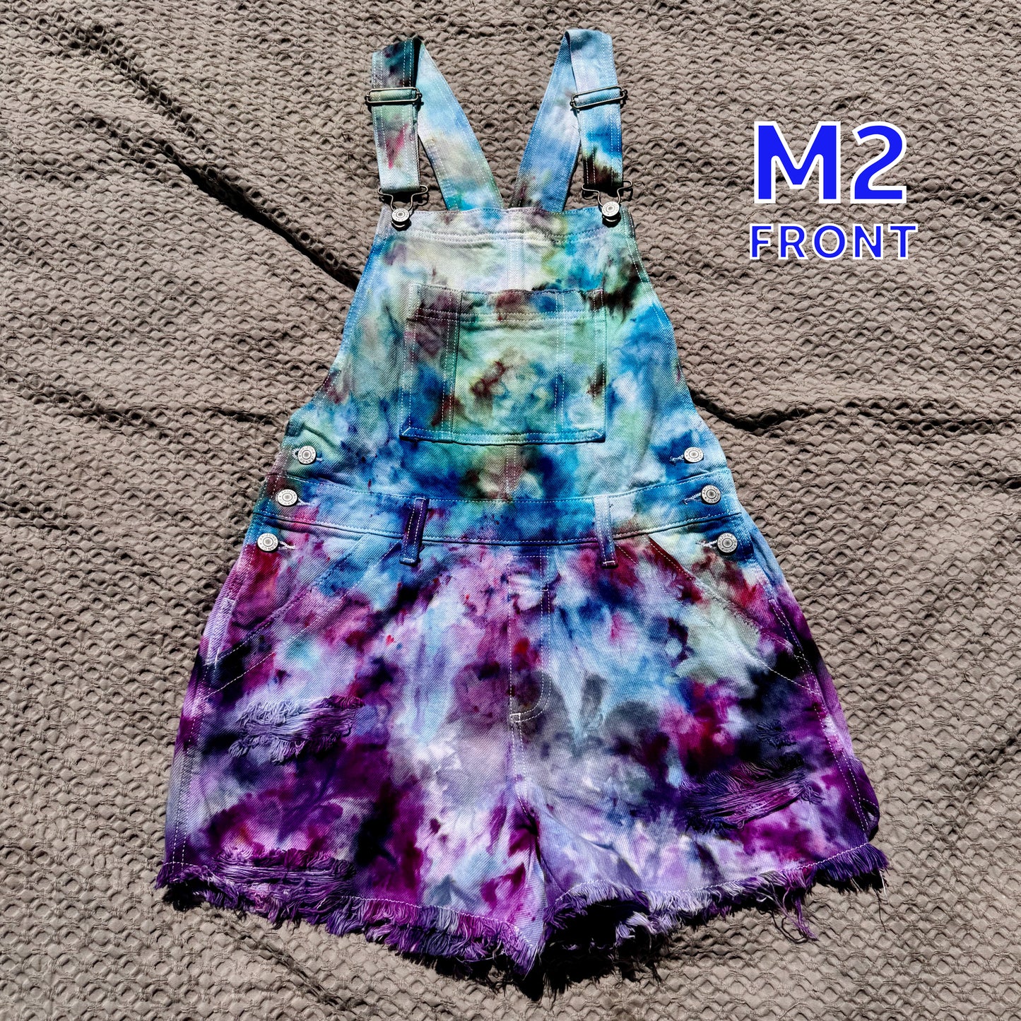 Women's Tie-Dye Overall Short Distressed Medium (2)